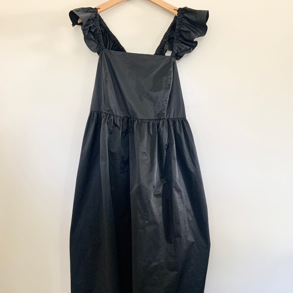 Eloquii Black Ruffle Strap Midi Dress with Back Bow - Picture 6 of 11
